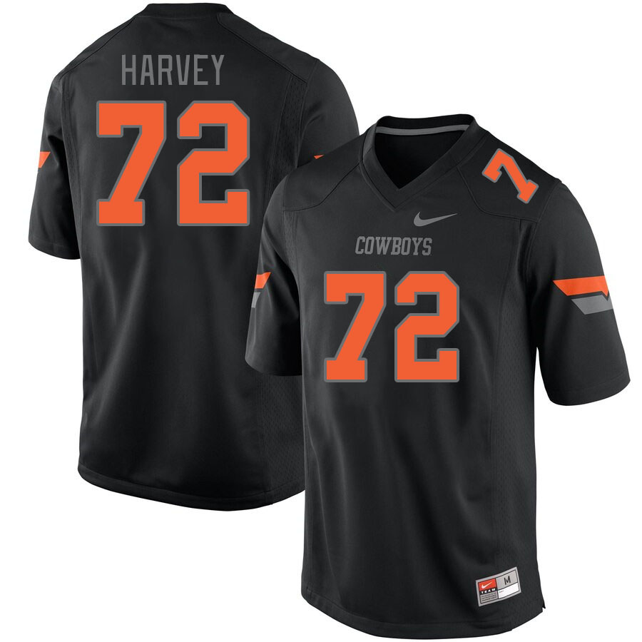 Men #72 Calvin Harvey Oklahoma State Cowboys College Football Jerseys Stitched-Black - Click Image to Close